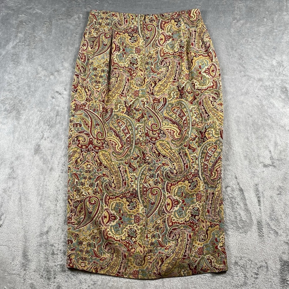 Vtg Liz Claiborne Collection Skirt Womens Size 14 Paisley Faux Wrap Maxi Lined‎ - Picture 6 of 13